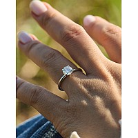 Imolove Moissanite Solitaire Engagement Ring For Women 1Ct D Color Vvs1 Clarity Wedding Band 925 Sterling Silver With 18K Gold