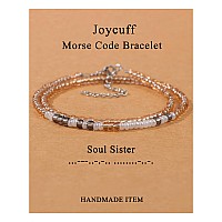 Joycuff Soul Sister Gifts Bracelets For Women Teen Girls Friends Bff Soulmate Morse Code Jewelry Encouragement Inspirational Tre