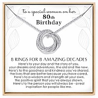 Annamate 80Th Birthday Gifts For Women 925 Sterling Silver 8 Circles Necklace For Her Eight Decade Jewelry 80 Years Old Birthday