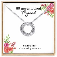 Annamate 60Th Birthday Gifts For Women 925 Sterling Silver Infinity 6 Circle Six Decades Necklace Mom Gifts Mothers Day Jewel