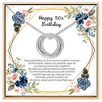 Annamate 50Th Birthday Gifts For Women, Sterling Silver 5 Decade Jewelry Gifts Ideas,50Th Birthday Necklace Gifts For Her