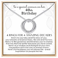 Annamate 40Th Birthday Gifts For Women 925 Sterling Silver 4 Circles Necklace For Her Four Decade Jewelry 40 Years Old Birthday