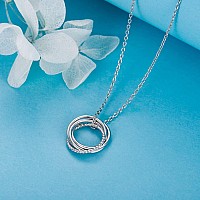 Annamate 40Th Birthday Gifts For Women 925 Sterling Silver 4 Circles Necklace For Her Four Decade Jewelry 40 Years Old Birthday