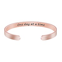 Joycuff One Day At A Time Bcacelets For Women Gifts For Women Friendship Bracelet Stainless Steel Cuff Bangle Inspirational Chri