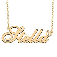 Ronkahshow Stella Custom Name Necklace Customized Personalized 18K Gold Pendant Name Necklace With Heart Name Necklace For Women