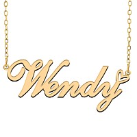 Ronkahshow Wendy Custom Name Necklace Customized Personalized 18K Gold Pendant Name Necklace With Heart Name Necklace For Women