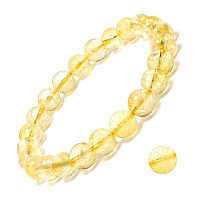 Dazcolo Natural Gemstone Bracelet 75 In Stretch Gems Stones 8Mm Round Beads Healing Crystals Quartz Women Men Girls Gifts Citr