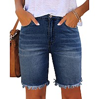 Utyful Womens Bermuda Jeans Shorts Summer Raw Hem Distressed Denim Shorts Raw Hemdenim Blue Xxlarge