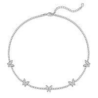 Luxval Tennis Necklace Butterfly 14K Silver Plated Choker Necklaces For Women Dainty Zirconia Cut Faux Diamond Chain 2Mm Width 1