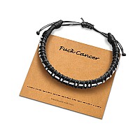 Bracelets For Mens Gifts Black Leather Bracelets For Men Gifts Fck Cancer Morse Code Bracelets Gifts For Men Inspirational Gif