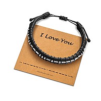 Urstar Bracelets For Mens Gifts Leather Bracelet For Men Gifts Morse Code I Love You Gifts For Him Anniversary Birthday Gifts F