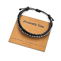 Urstar Morse Code Bracelets For Men Gifts Black Leather Bracelets For Men Gifts Mens Anxiety Lies Bracelet Gifts For Him Mens W