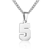 Number Necklace For Boy Silver Athletes Number Chain Stainless Steel Charm Pendant Personalized Sports Jewelry For Men Basketbal