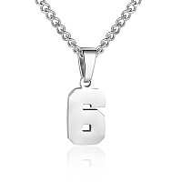 Number Necklace For Boy Silver Athletes Number Chain Stainless Steel Charm Pendant Personalized Sports Jewelry For Men Basketbal