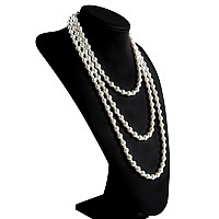 Aisansty Long Pearl Necklace For Women Layered Cream White Faux Pearl Beads Strand Necklace Costume Jewelry69