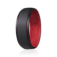 Roq Silicone Rubber Wedding Ring For Men Comfort Fit Mens Wedding Band Durable Rubber Engagement Band Enhanced Breathabilit