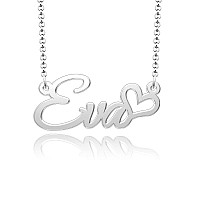 Cooljewelry Personalized Name Necklace Heart Symbol 316 Stainless Steel Jewelry For Girls Name Necklace For Eva