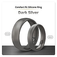 Knot Theory Dark Silver Silicone Ring For Men Women Breathable Comfort Fit 6Mm Wedding Band Size 6