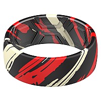 Thunderfit Silicone Wedding Rings Men 2 Layer Top Printed Design 8Mm Width 2Mm Thick Sport Red Size 12125 2180Mm