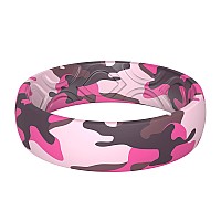 Thunderfit Silicone Wedding Bands For Women Printed Design 55Mm Width 18Mm Thick Pink Grey Camo Size 13135 2250Mm