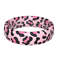 Thunderfit Silicone Wedding Bands For Women Printed Design 55Mm Width 18Mm Thick Pink Leopard Size 555 1620Mm