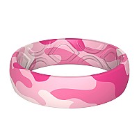 Thunderfit Silicone Wedding Bands For Women Printed Design 55Mm Width 18Mm Thick Pink Camo Size 995 1920Mm