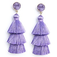 Lavender Statement Tassel Earrings Fashion Violet Fringe Dangle Drop Earrings Halloween Party Costume Breakfast At Tiffanys Dang