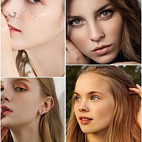 Musecloud 20G Nose Rings For Women Men 6Pcs Stainless Steel Nose Rings Hoops 12Pcs L Shape Nose Rings Studs Heart Cz 8Mm Cartila