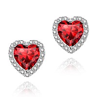 Cubic Zirconia Earrings Studs Red Heart Earrings For Women Yomela White Gold Small Dainty Hypoallergenic Cz Stud Earrings For W