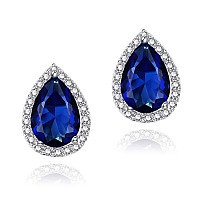 Cubic Zirconia Earrings Studs Sapphire Teardrop Earrings For Women Yomela White Gold Small Dainty Hypoallergenic Cz Stud Earrin