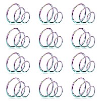 Drperfect 36Pcs 20G Nose Ring Hoop For Women Men 316L Stainless Steel Helix Tragus Lip Septum Ring Cartilage Earring Hoop Pierci