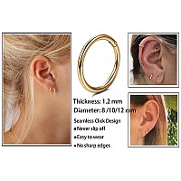 Unisex Dainty Tiny 18K Real Gold Plating Cartilage Hoop Earrings 16G Surgical Steel Small Endless Hinged Hoops Earring For Earl