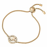 Michael Kors Brass And Pav Crystal Mk Logo Chain Bracelet For Women Color Gold Model Mkj7319710