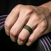 Thunderfit Men Silicone Wedding Rings Breathable Pattern Wedding Bands 8Mm Wide 2Mm Thick Olive Green Size 657 173Mm