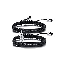 Mealguet Forever And Always Couple Bracelet Handmade Braided Rope Macrame Id Bracelet For Lover Personalized Engraved His And