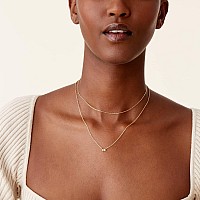 Pavoi 14K Gold Plated Layered Baguette Pendant Necklace Layering Necklaces For Women Dainty Minimalist Design Pendant White