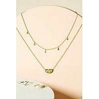 Pavoi Rhodium Plated Layered Lotus Pendant Necklace Layering Necklaces For Women Dainty Minimalist Design Pendant Lotus Wh