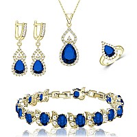 Lmxxvj Created Blue Sapphire Women Jewelry Setsbirthdayanniversarymother