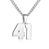 Number Necklace For Boy Silver Athletes Number Chain Stainless Steel Charm Pendant Personalized Sports Jewelry For Men Basketbal