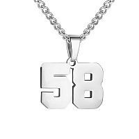 Number Necklace For Boy Silver Athletes Number Chain Stainless Steel Charm Pendant Personalized Sports Jewelry For Men Basketbal