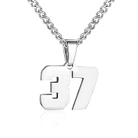 Number Necklace For Boy Silver Athletes Number Chain Stainless Steel Charm Pendant Personalized Sports Jewelry For Men Basketbal