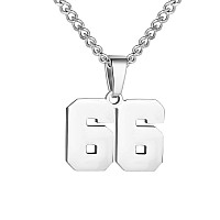 Number Necklace For Boy Silver Athletes Number Chain Stainless Steel Charm Pendant Personalized Sports Jewelry For Men Basketbal