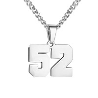 Number Necklace For Boy Silver Athletes Number Chain Stainless Steel Charm Pendant Personalized Sports Jewelry For Men Basketbal