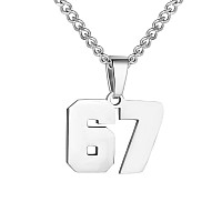 Number Necklace For Boy Silver Athletes Number Chain Stainless Steel Charm Pendant Personalized Sports Jewelry For Men Basketbal