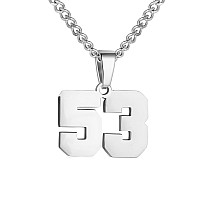 Number Necklace For Boy Silver Athletes Number Chain Stainless Steel Charm Pendant Personalized Sports Jewelry For Men Basketbal