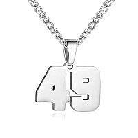 Number Necklace For Boy Silver Athletes Number Chain Stainless Steel Charm Pendant Personalized Sports Jewelry For Men Basketbal