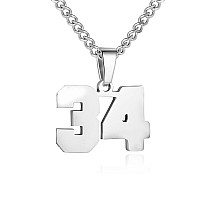 Number Necklace For Boy Silver Athletes Number Chain Stainless Steel Charm Pendant Personalized Sports Jewelry For Men Basketbal