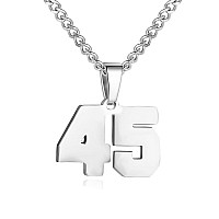 Number Necklace For Boy Silver Athletes Number Chain Stainless Steel Charm Pendant Personalized Sports Jewelry For Men Basketbal