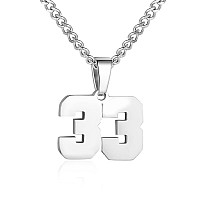 Number Necklace For Boy Silver Athletes Number Chain Stainless Steel Charm Pendant Personalized Sports Jewelry For Men Basketbal