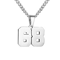 Number Necklace For Boy Silver Athletes Number Chain Stainless Steel Charm Pendant Personalized Sports Jewelry For Men Basketbal